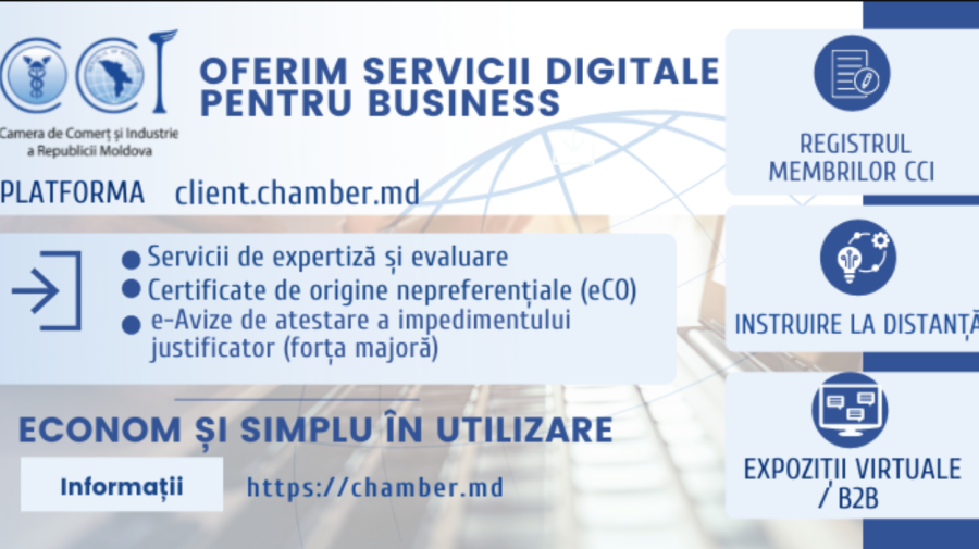 În 2021, CCI a RM a lansat mai multe servicii digitale pentru business. Cine le poate folosi și care sunt avantajele