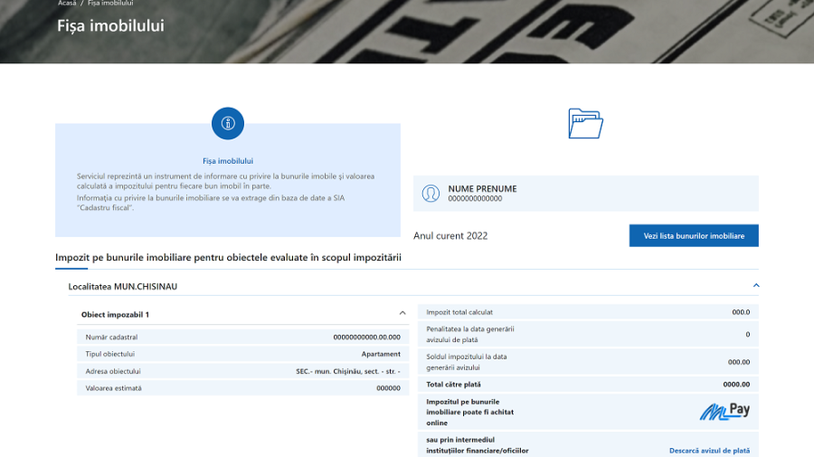 Serviciul Fiscal de Stat a lansat serviciul „Fișa imobilului”. Ce reprezintă