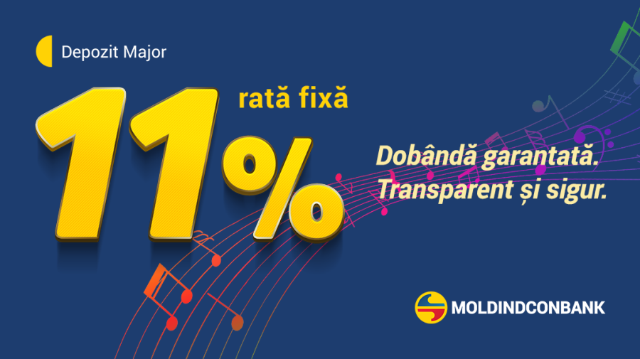 Depozitul Major de la Moldindconbank cu dobândă garantată de 11% anual – transparent și sigur