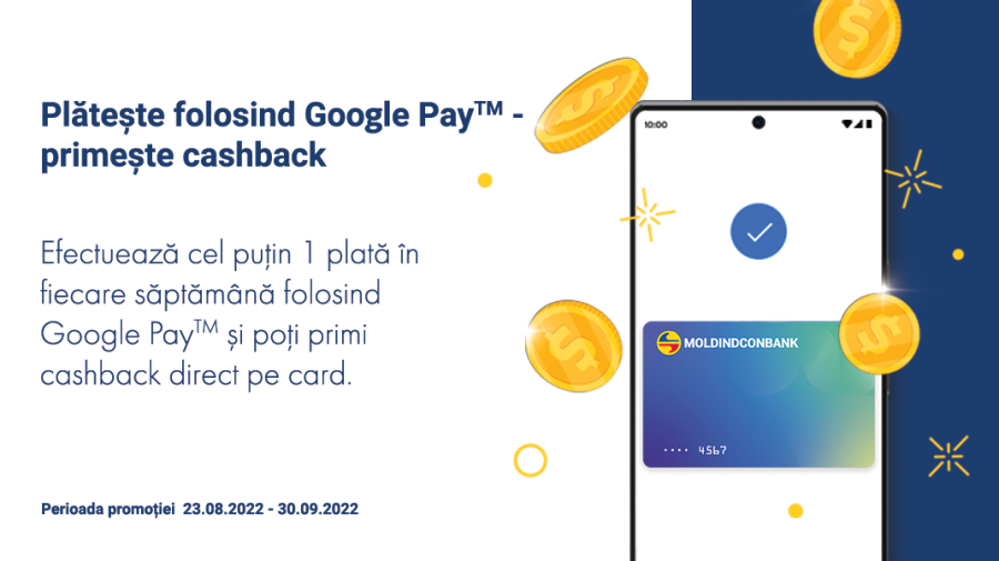 Câștigă cu Google Pay™ și Moldindconbank