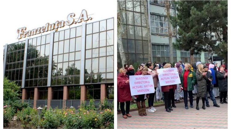 VIDEO „Vrem dreptate”! Zeci de oameni protestează în fața combinatului „Franzeluța”, împotriva noului director