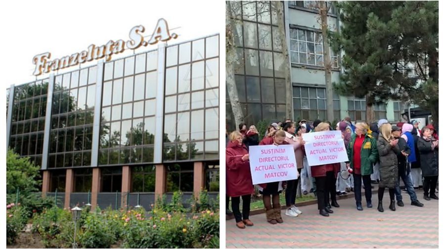 VIDEO „Vrem dreptate”! Zeci de oameni protestează în fața combinatului „Franzeluța”, împotriva noului director