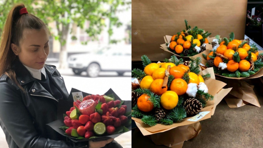 (FOTO) O tânără din Chișinău creează buchete gustoase. Transformă alimentele în cadouri pentru cei dragi