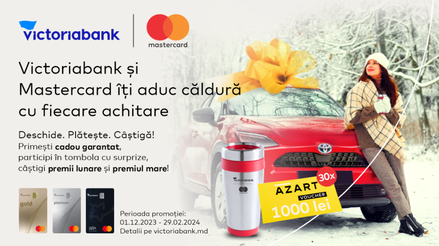 Victoriabank și Mastercard îți aduc căldură cu fiecare tranzacție în noua promoție de iarnă