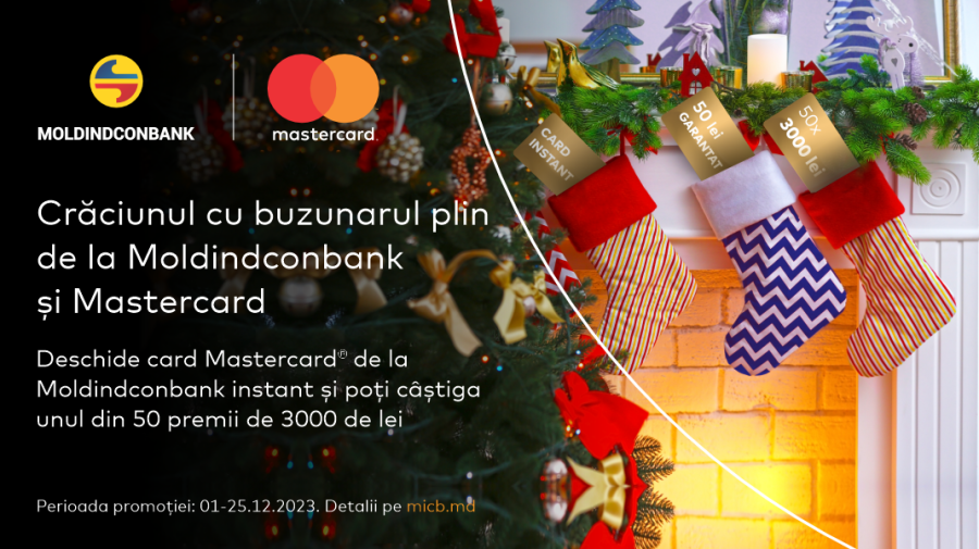 ”Crăciunul cu buzunarul plin” – noua promoție marca Moldindconbank și Mastercard