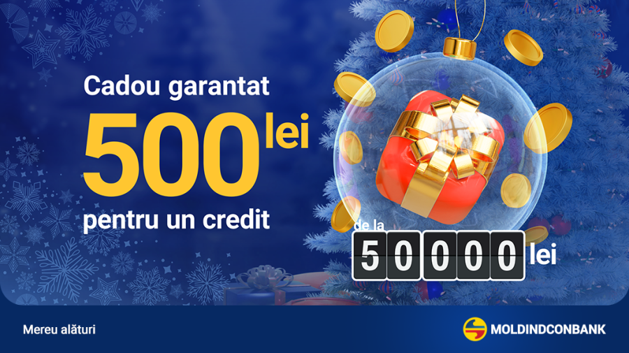 De sărbători, creditul de nevoi personale de la Moldindconbank îți aduce un cadou pe card
