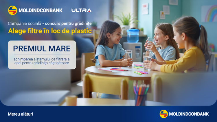 Grădinițe din toată țara pot participa la concursul Moldindconbank și ULTRA „Alege filtre în loc de plastic”